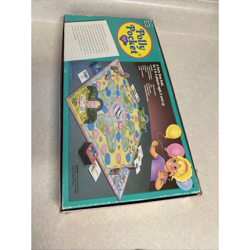Vintage Polly Pocket Doll Party Board Game RoseArt 1994, Incomplete